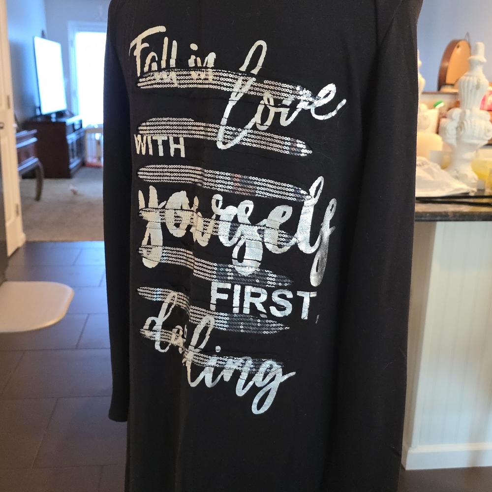 Frank LYMAN Black Long Sleeve Shirt with Silver Text